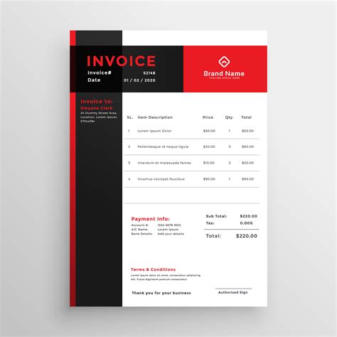 Invoice Red Design Template